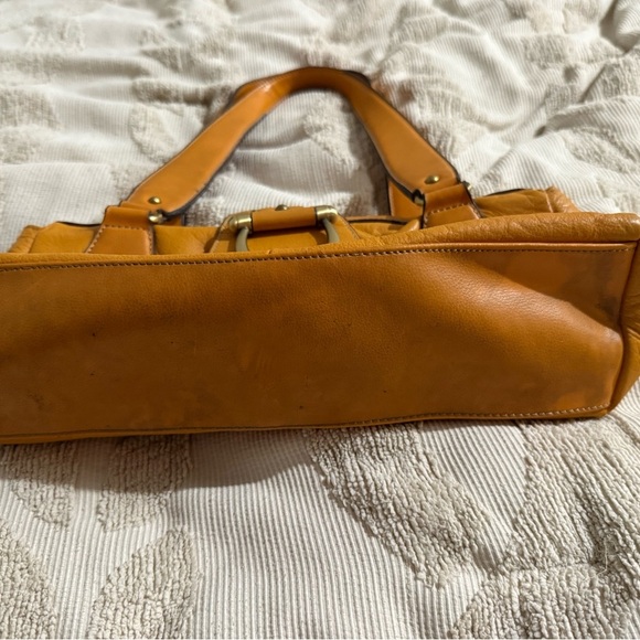 Vintage Y2K western Orange mustard leather shoulder bag baguette style purse - Picture 14 of 14